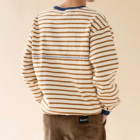 𝅺BOUND Cream x Camel Contrast Stripe Sweater NWT - Picture 5 of 7